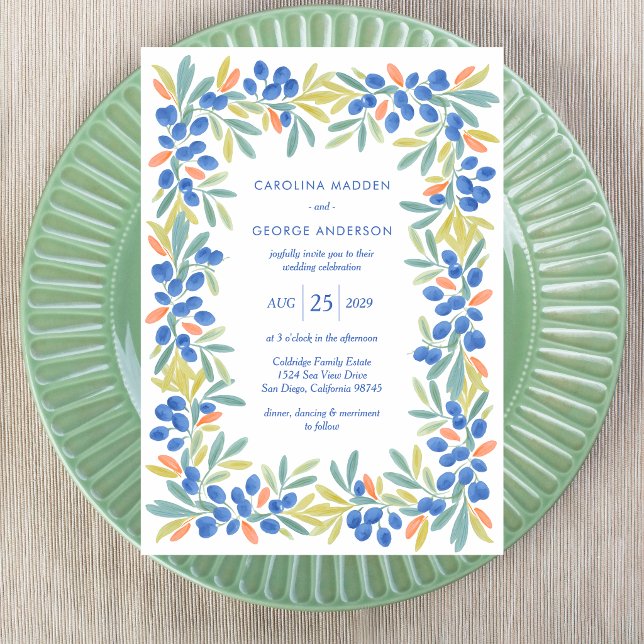 Faire-part de mariage à la guirlande d'olive (Créateur téléchargé)