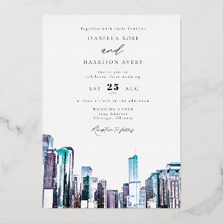 Faire-part de mariage à la ligne d'eau de Chicago 