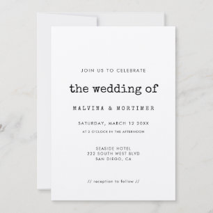 Faire-part de mariage à la machine à écrire minima
