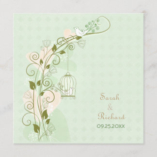 Faire-part de mariage à la menthe Lovebirds