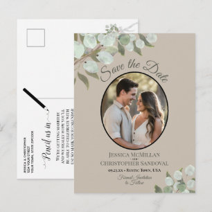 Faire-part de mariage à la photo et au eucalyptus