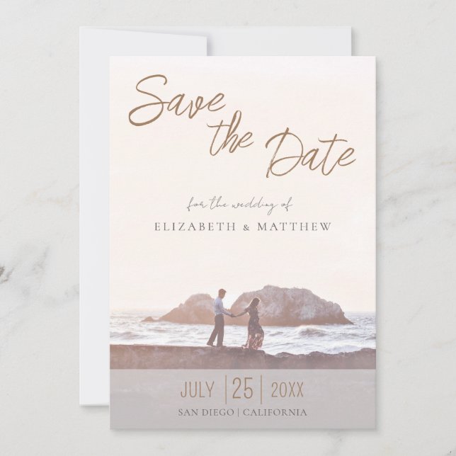 Faire-part de mariage à la plage pour sauvegarde d (Devant)