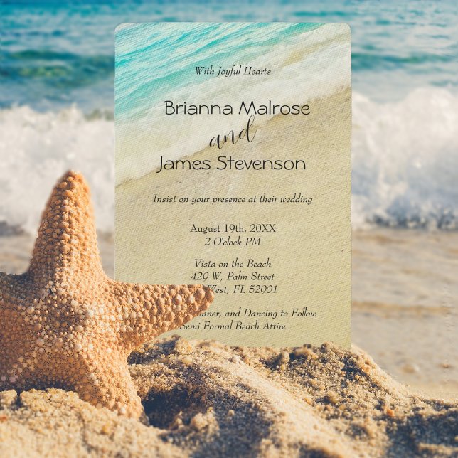 Faire-part de mariage à la plage simple et élégant (Créateur téléchargé)