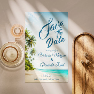 Faire-part de mariage à la plage tropicale pour an