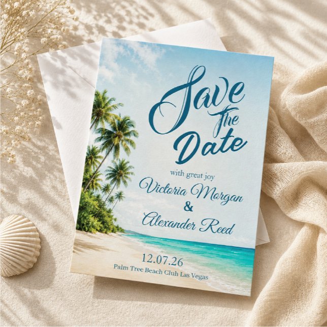 Faire-part de mariage à la plage tropicale pour an (Créateur téléchargé)