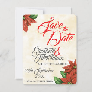 Faire-part de mariage à la Poinsettia vintage