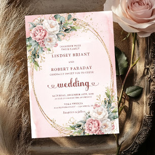 Faire-part de mariage à la rose dorée et à la verd