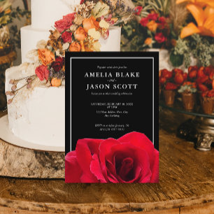 Faire-part de mariage à la rose rouge minimaliste