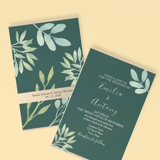 Faire-Part de Mariage à la Végétation d'Émeraude (Créateur téléchargé)