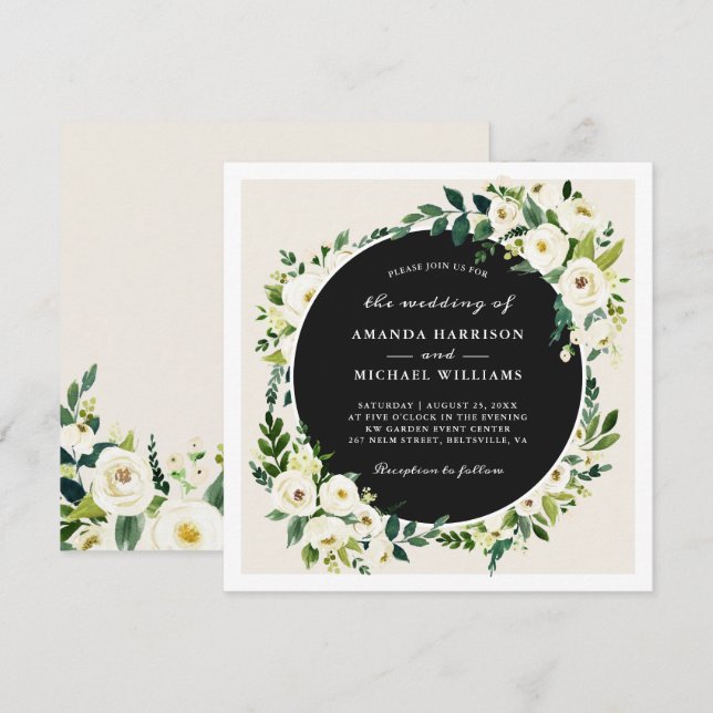 Faire-part de mariage à la verdure blanche Champag (Devant / Derrière)