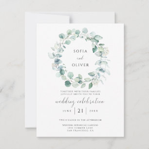 Faire-part de mariage à la verdure d'eucalyptus