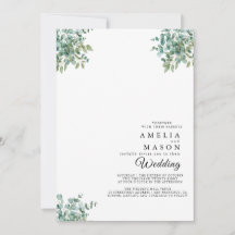 faire-part de mariage à la verdure d'eucalyptus
