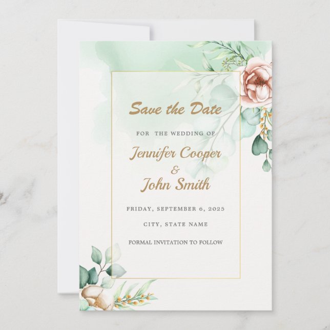 Faire-part de mariage à la verdure d'Eucalyptus  (Devant)