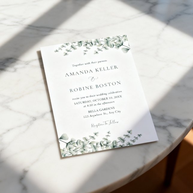 Faire-part de mariage à la verdure d'eucalyptus (Créateur téléchargé)
