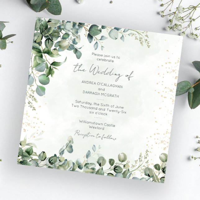 Faire-part de mariage à la verdure d'eucalyptus 10 (Créateur téléchargé)