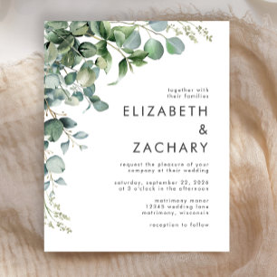 Faire-part de mariage à la verdure d'eucalyptus bu