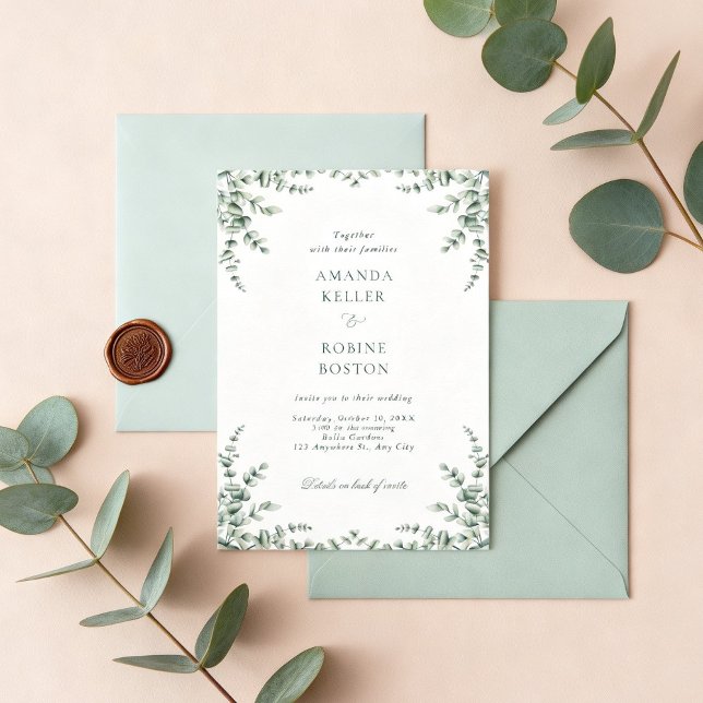 Faire-part de mariage à la verdure d'eucalyptus do (Créateur téléchargé)