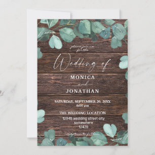 Faire-part de mariage à la verdure d'eucalyptus et