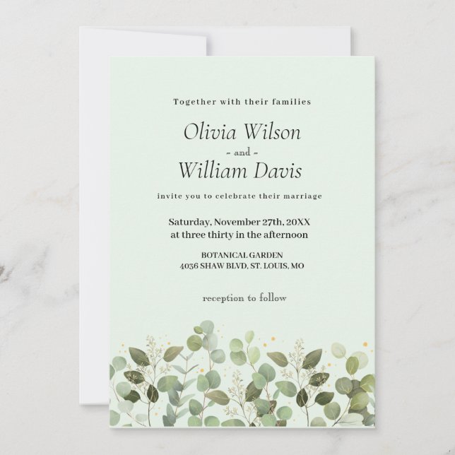 Faire-part de mariage à la verdure Eucalyptus (Devant)