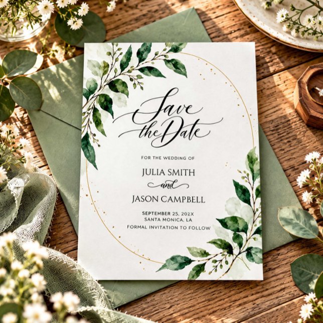 Faire-part de mariage à la verdure rustique (Créateur téléchargé)