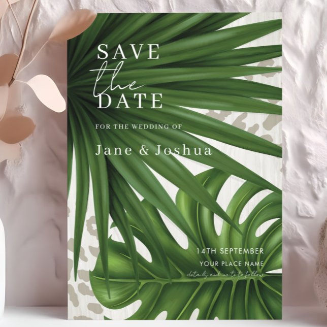 Faire-part de mariage à la verdure tropicale  (Créateur téléchargé)