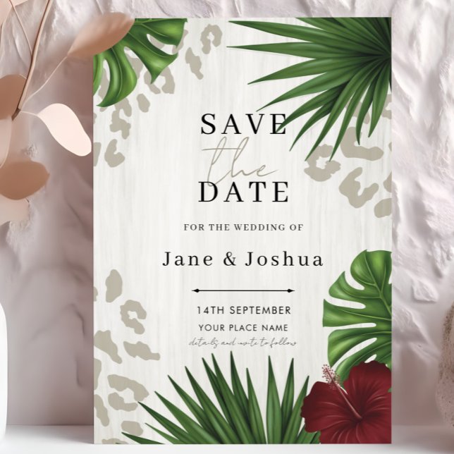 Faire-part de mariage à la verdure tropicale  (Créateur téléchargé)
