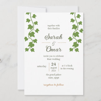 Faire-part de mariage à la vigne de lierre vert mi