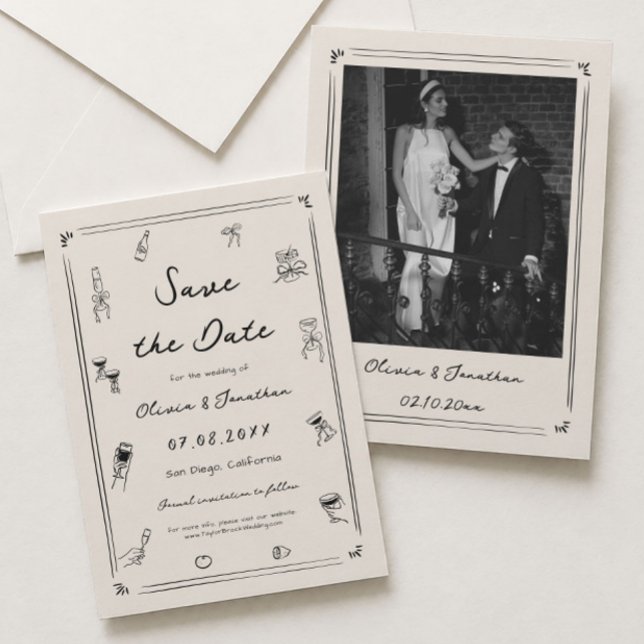 Faire-part de mariage à l'ancienne dessiné à la ma (Créateur téléchargé)