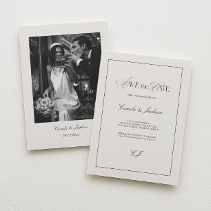 Faire-Part de Mariage à l'ancienne en Noir et Ivoi