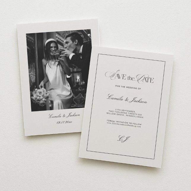 Faire-Part de Mariage à l'ancienne en Noir et Ivoi (Créateur téléchargé)