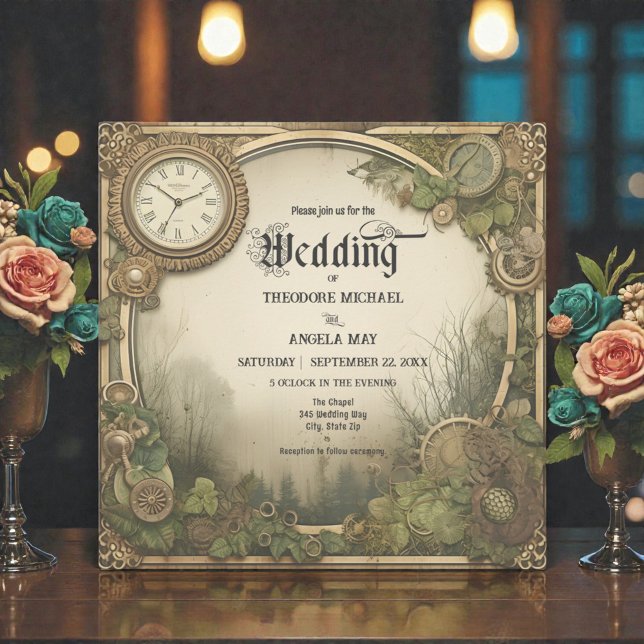 Faire-part de mariage à l'anglaise Steampunk rusti (Créateur téléchargé)