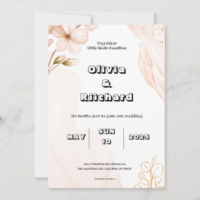 Faire-part de mariage à l'aquarelle (Devant)