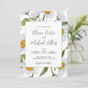 Faire-part de mariage à l'aquarelle aux marguerite