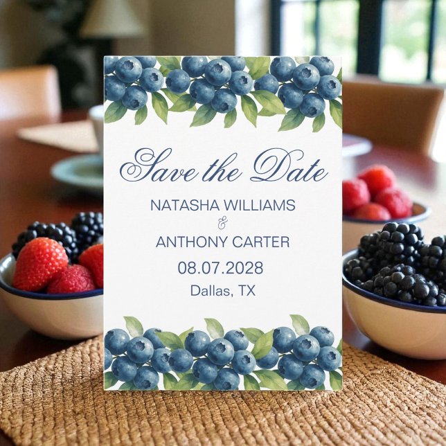 Faire-part de mariage à l'aquarelle aux myrtilles (Créateur téléchargé)