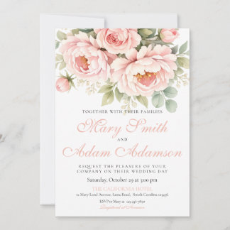 Faire-part de mariage à l'aquarelle aux pivoines r