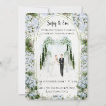 Faire-part de mariage à l'aquarelle avec arche flo