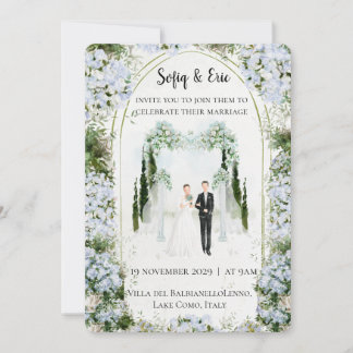Faire-part de mariage à l'aquarelle avec arche flo