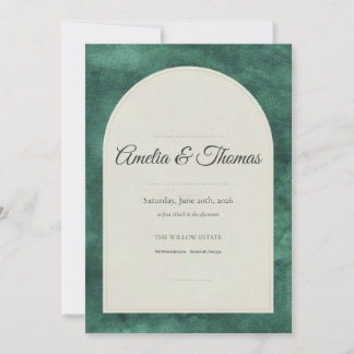 Faire-part de mariage à l'aquarelle avec arche ver