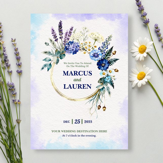 Faire-part de mariage à l'aquarelle avec encadreme (Créateur téléchargé)