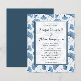 Faire-part de mariage à l'aquarelle avec feuillage