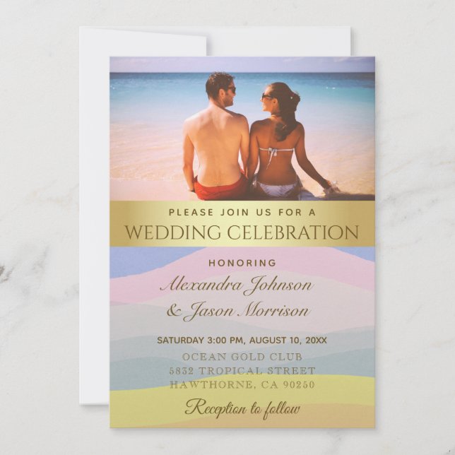 Faire-part de mariage à l'aquarelle avec photo de  (Devant)