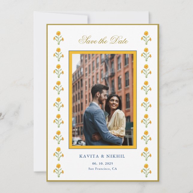 Faire-part de mariage à l'aquarelle avec une bordu (Devant)