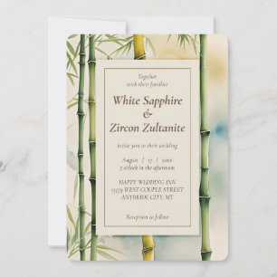 Faire-part de mariage à l'aquarelle Bamboo Zen