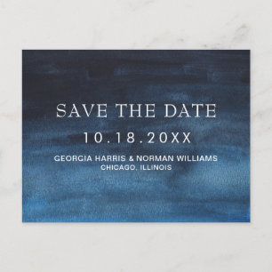 Faire-part de mariage à l'aquarelle bleu marine po