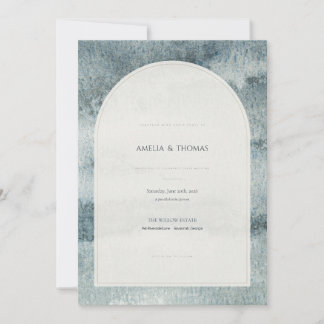 Faire-part de mariage à l'aquarelle bleu poussiére