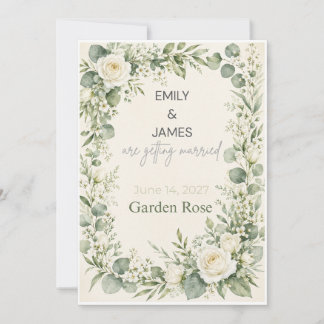 Faire-part de mariage à l'aquarelle botanique vert