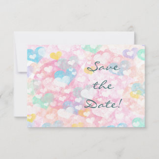 Faire-part de mariage à l'aquarelle Cœurs superpos