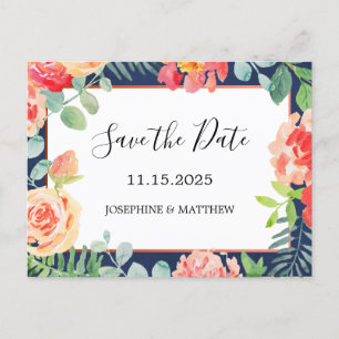 Faire-part de mariage à l'aquarelle Corail Marine 