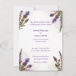 Faire-part de mariage à l'aquarelle de chardon et 
