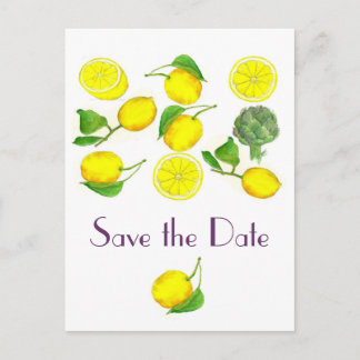 Faire-part de mariage à l'aquarelle de citron frui
